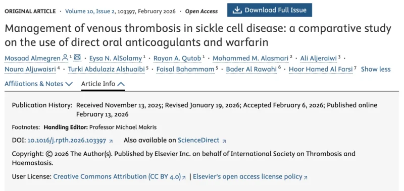 Limited Evidence for Anticoagulation Despite High VTE Risk in Sickle Cell Disease - RPTH