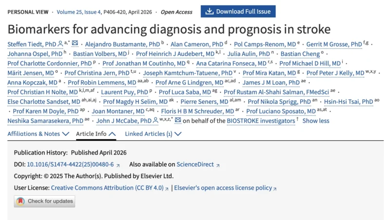 Leonardo Roever: A Consensus Framework for Biomarker Research and Clinical Translation in Stroke 1 Leonardo Roever: A Consensus Framework for Biomarker Research and Clinical Translation in Stroke