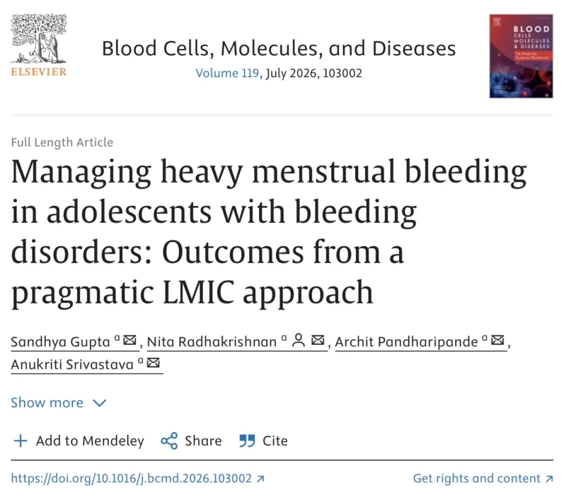Archit Pandharipande: The Burden and Impact of Heavy Menstrual Bleeding in Adolescents with Bleeding Disorders 1 Archit Pandharipande: The Burden and Impact of Heavy Menstrual Bleeding in Adolescents with Bleeding Disorders