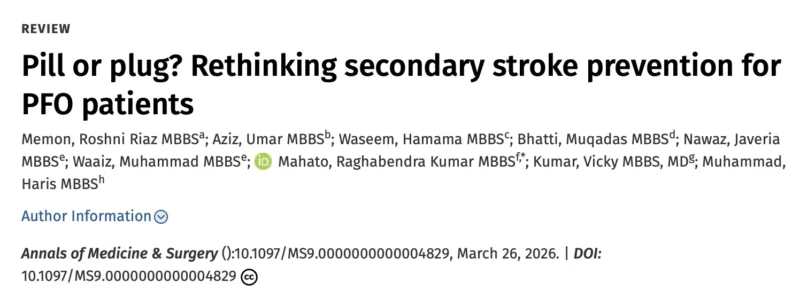 Vicky Kumar: How Best to Manage Patients with Patent Foramen Ovale After a Cryptogenic Stroke
