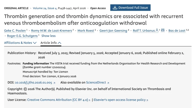 Promising Thrombin Biomarkers For Identifying High-Risk VTE Patients - JTH 1 Promising Thrombin Biomarkers For Identifying High-Risk VTE Patients - JTH