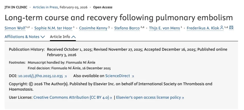 Predictors, Trajectories, and Quality of Life Outcomes in Pulmonary Embolism Recovery - JTH