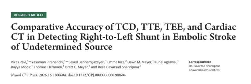 Reza Bavarsad Shahripour: A Practical Multimodal, Center-Specific Approach for Right-to-Left Shunt Detection in ESUS
