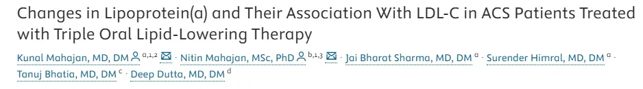 Kunal Mahajan: Lipoprotein(a) and LDL-C Target Attainment in ACS Patients