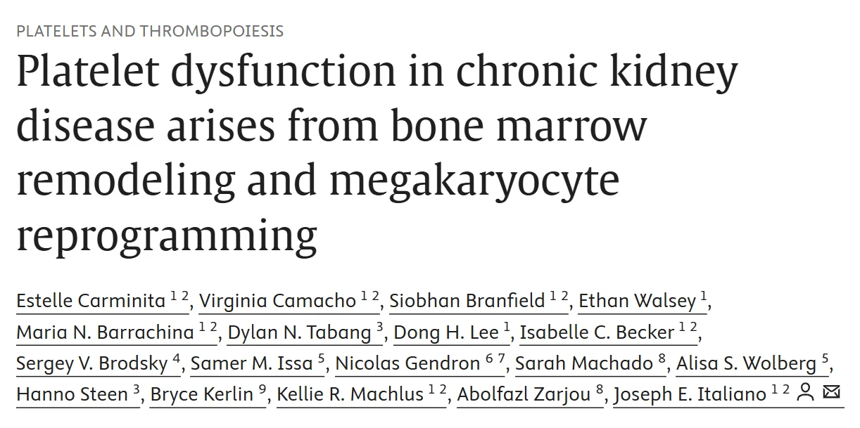 Platelet dysfunction in chronic kidney disease arises from bone marrow remodeling and megakaryocyte reprogramming