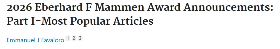Emmanuel J Favaloro: The Most Popular Downloaded Papers in 2025 from Seminars in Thrombosis and Hemostasis
