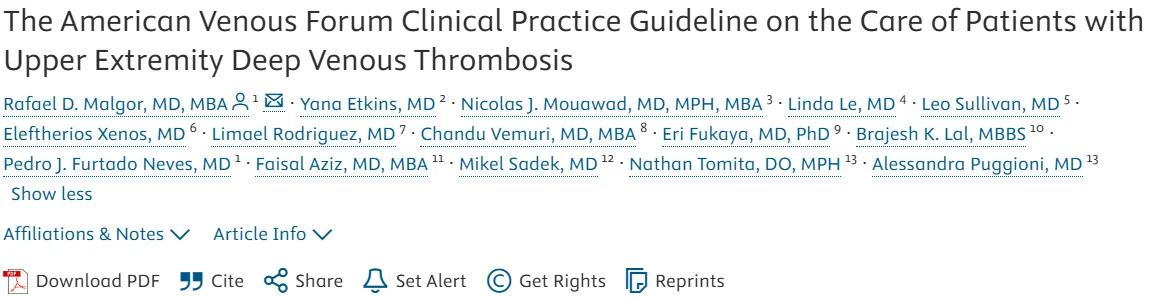 Rafael Demarchi Malgor: New Clinical Practice Guideline on Upper Extremity Deep Venous Thrombosis 1 Rafael Demarchi Malgor: New Clinical Practice Guideline on Upper Extremity Deep Venous Thrombosis