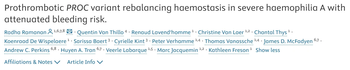 Kathleen Freson: Protein C Deficiency as a Genetic Modifier of Severe Haemophilia A