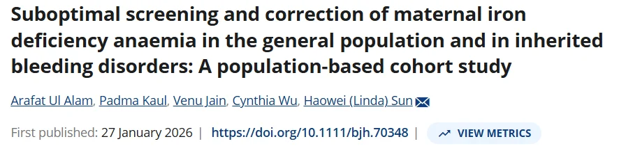 Lena Volland: Screening Gaps and Clinical Outcomes of Iron Deficiency Anemia in Pregnancy