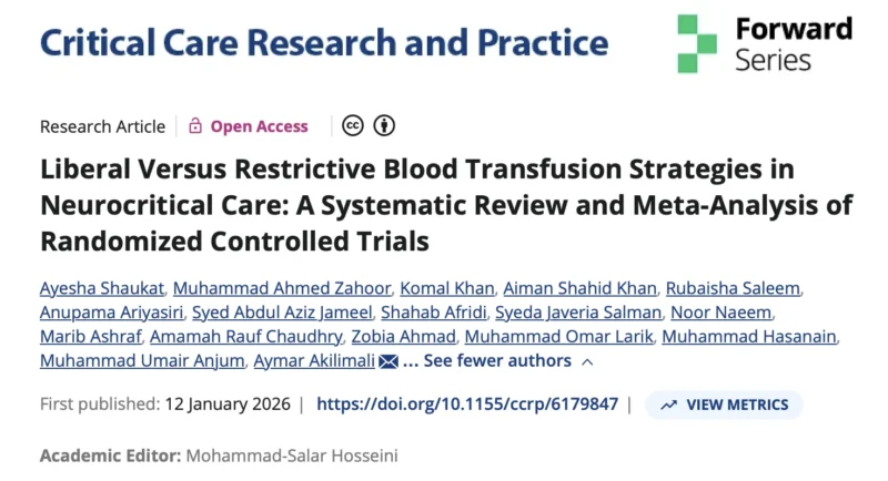 Anupama Ariyasiri։ A Systematic Review of Transfusion Strategies in Neurocritical Care