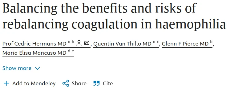 Cedric Hermans: New Viewpoint on the Challenges of Coagulation Rebalancing in Hemophilia