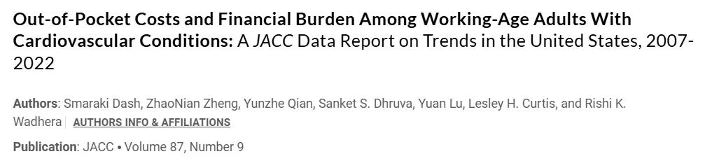 Rishi Wadhera: Financial Burden Among Working-Age Adults With Cardiovascular Disease 1 Rishi Wadhera: Financial Burden Among Working-Age Adults With Cardiovascular Disease