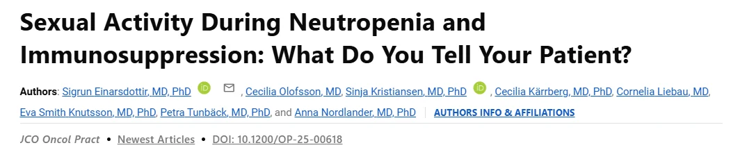 Sakditad Saowapa: Optimizing Sexual Activity and Minimizing Infection Risk in Patients with Neutropenia