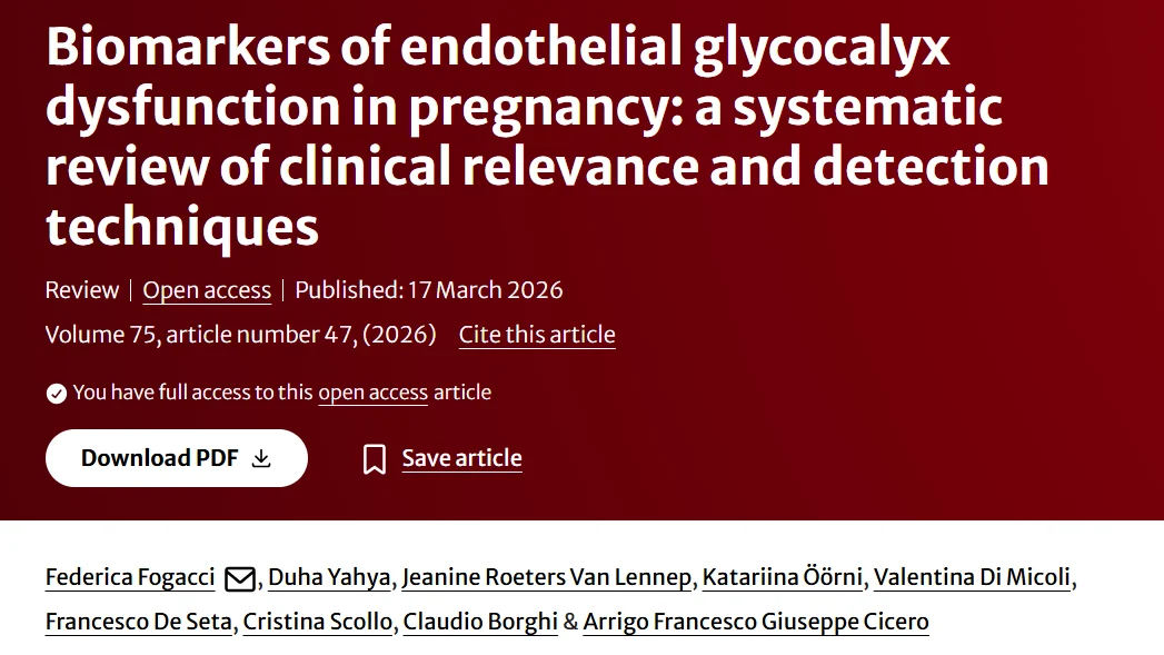 Arrigo Francesco Giuseppe Cicero: Diagnostic and Prognostic Perspectives of Glycocalyx Disruption in Pregnancy