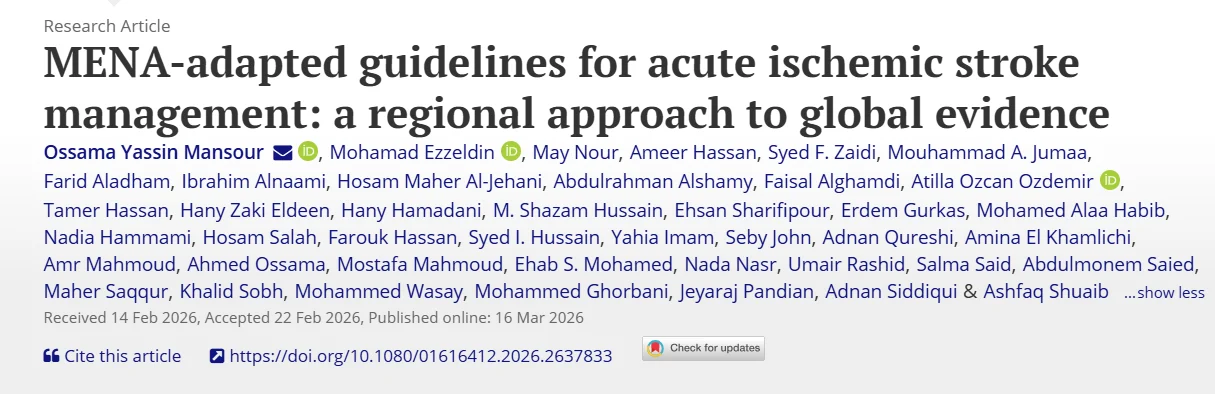 Ossama Mansour: First Resource Stratified Guidelines for Acute Ischemic Stroke in the MENA Region