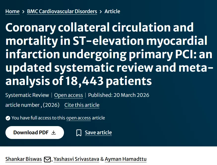Shankar Biswas: Impact of Coronary Collaterals on Mortality in STEMI 1 Shankar Biswas: Impact of Coronary Collaterals on Mortality in STEMI