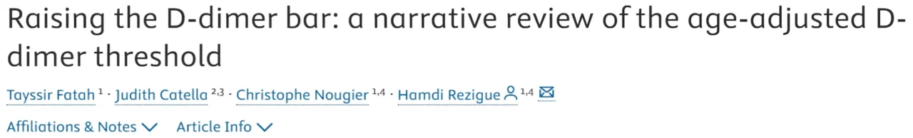 Heghine Khachatryan։ Age-Adjusted D-Dimer Thresholds for Safer and Smarter VTE Rule-Out