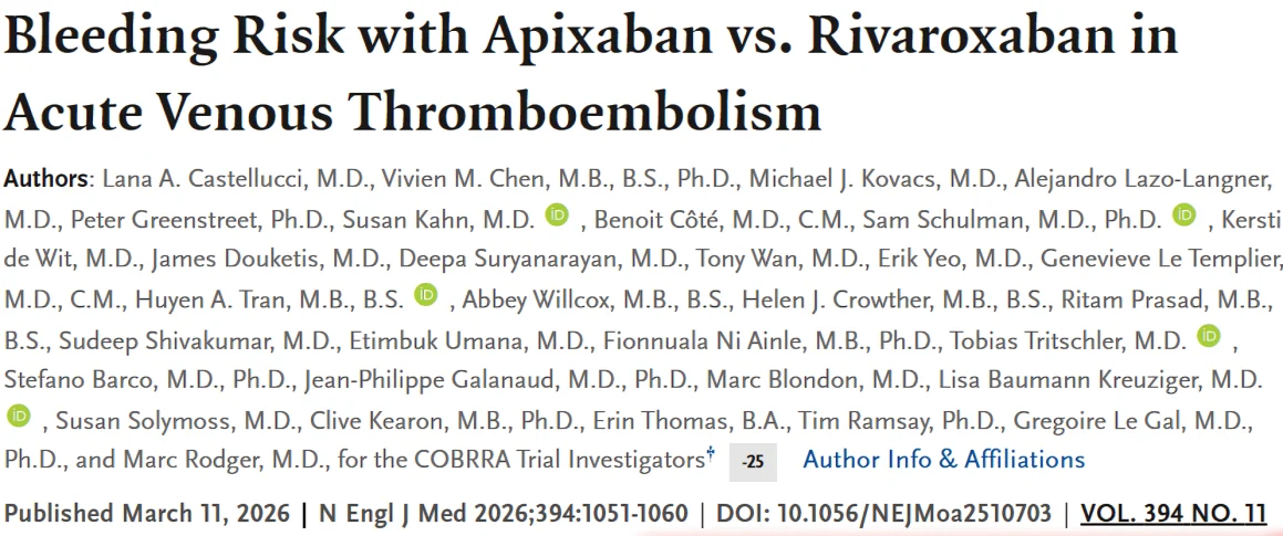 Daniel Victor Ortigoza: Apixaban Shows Lower Bleeding Risk than Rivaroxaban in Acute VTE