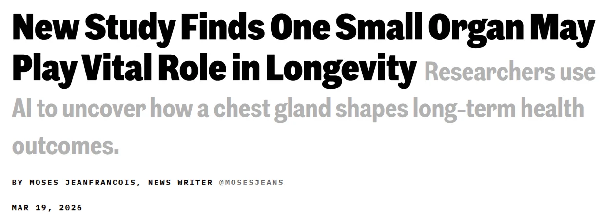 George Niles Mekeel: The 'Crucial' Effect of the Thymus on Long-Term Health and Lifespan