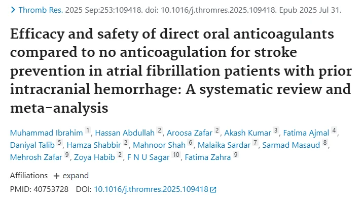 Aroosa Zafar: DOACs in Atrial Fibrillation After Intracranial Hemorrhage