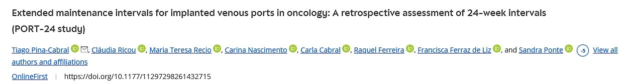 Tiago Pina Cabral: Can Port Maintenance be Safely Extended to 24 Weeks After Treatment Completion?