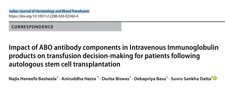Suvro Sankha Datta: IVIG-Induced Hemolysis and the Role of ABO Antibodies