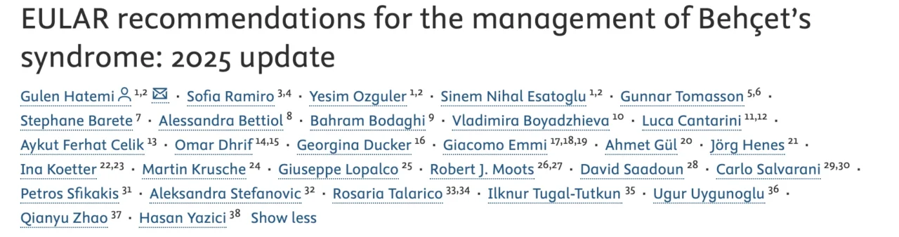 W. Alberto Sifuentes Giraldo: EULAR 2025 Key Recommendations for Behçet’s Syndrome Management 1 W. Alberto Sifuentes Giraldo: EULAR 2025 Key Recommendations for Behçet’s Syndrome Management