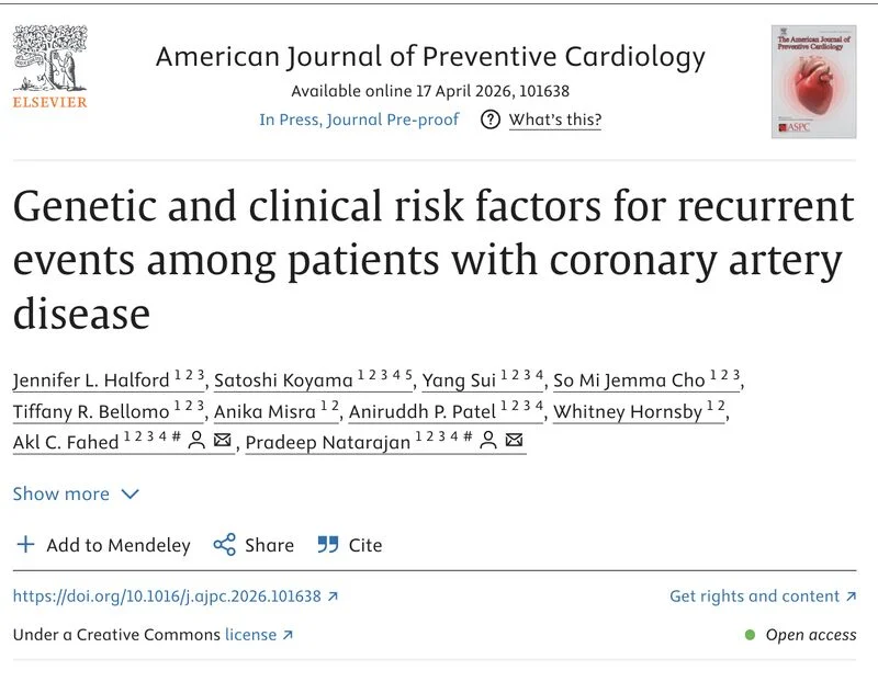 Pradeep Natarajan: Can Polygenic Risk Scores Refine Risk Stratification in Secondary Prevention of CAD
