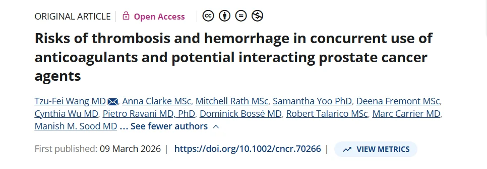 Tzu-Fei Wang: Drug–Drug Interactions Between DOACs and Prostate Cancer Therapies
