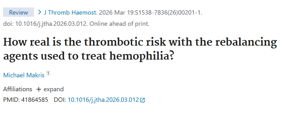 Michael Makris: Are Rebalancing Agents in Hemophilia Associated with Thrombosis?