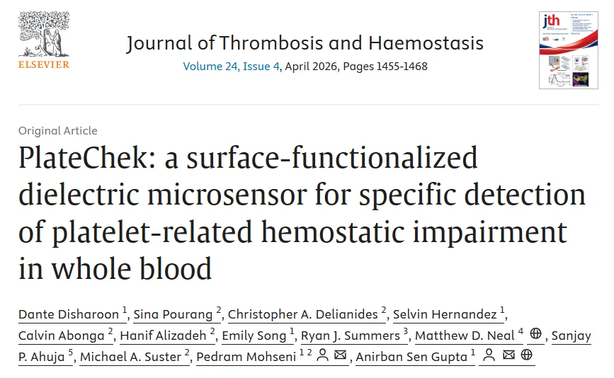 Anirban Sen Gupta: PlateChek Microsensor for Rapid Coagulation Testing