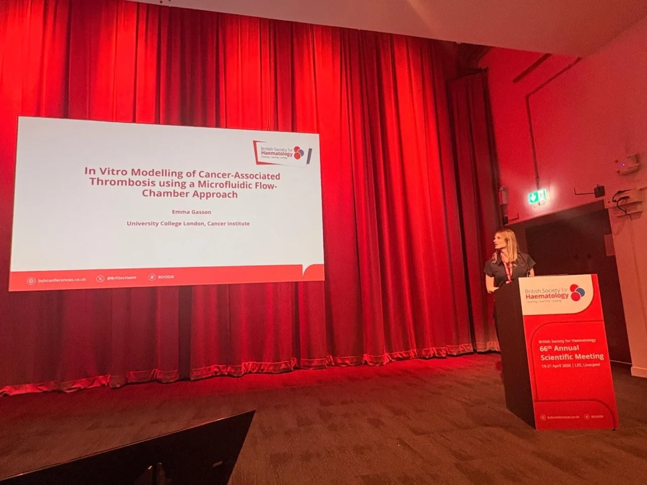 Emma Gasson: Top Abstract Oral Presentation at BSH 2026 on Cancer-Associated Thrombosis Microfluidics