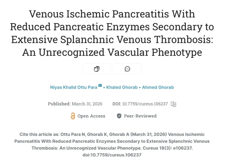 Niyas Khalid: A Rare Case of Venous Ischemic Pancreatitis Redefining Diagnosis