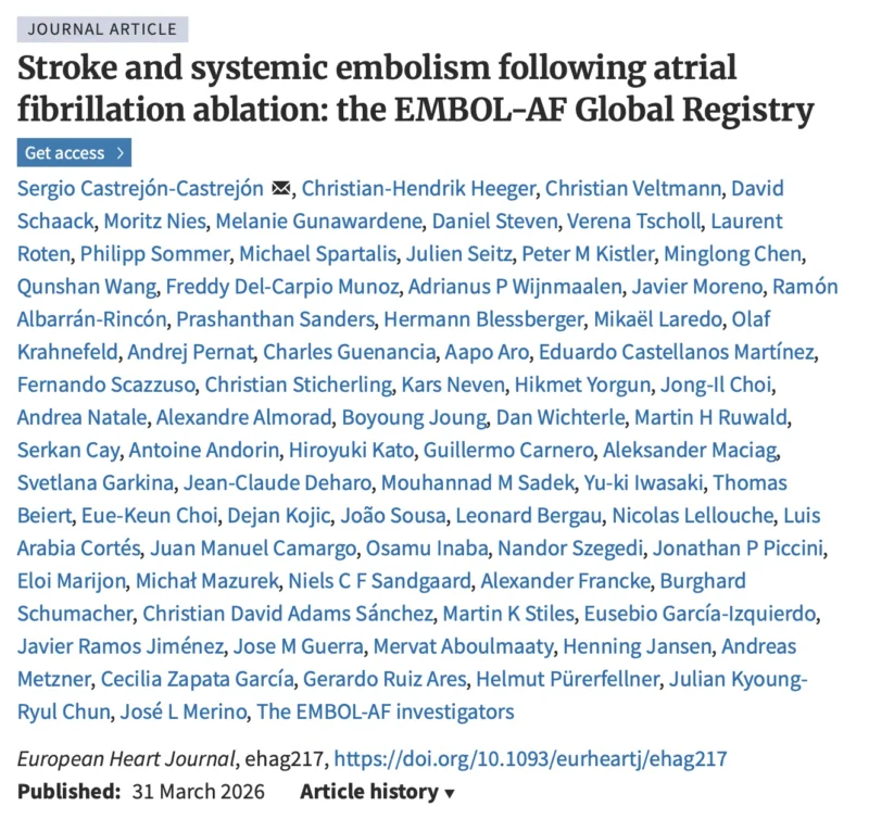 Julian Kyoung-Ryul Chun: The Largest Dataset on Embolic Complications after AF Is Out