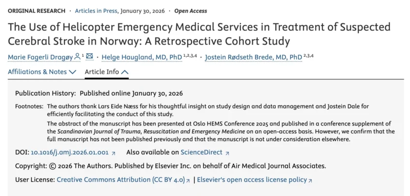 Marie Dragoy: Insights from Norway on Helicopter Emergency Services in Suspected Stroke Care