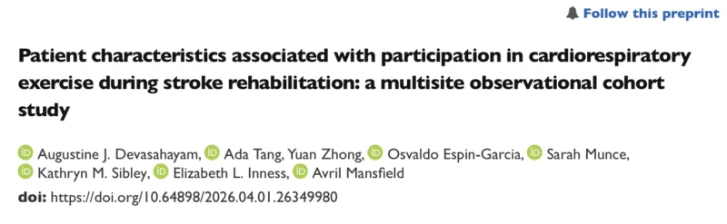 Avril Mansfield: Why Aren’t More Stroke Patients Meeting Aerobic Exercise Guidelines?