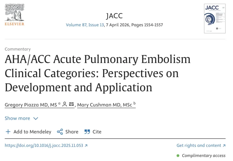 Gregory Piazza: The Rationale and Methods Behind the New AHA/ACC PE Guidelines Clinical Categories
