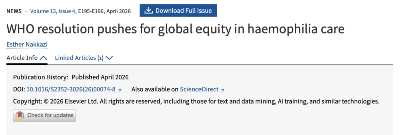 Esther Nakkazi: Armenia Leads WHO Resolution to Advance Haemophilia Care Worldwide 1 Esther Nakkazi: Armenia Leads WHO Resolution to Advance Haemophilia Care Worldwide