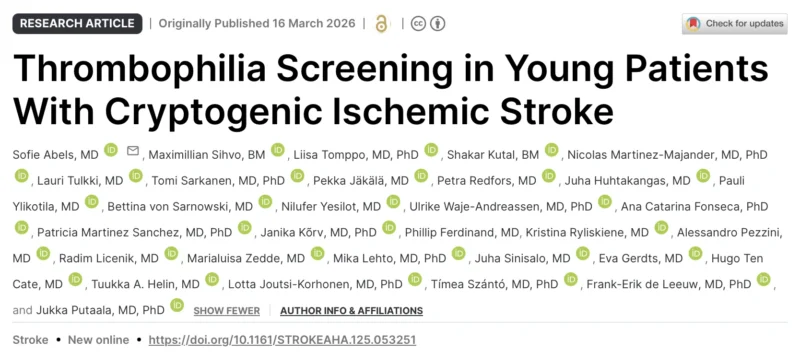 Sofie Abels: Implications for Targeted Screening for Thrombophilia in Young Stroke Patients
