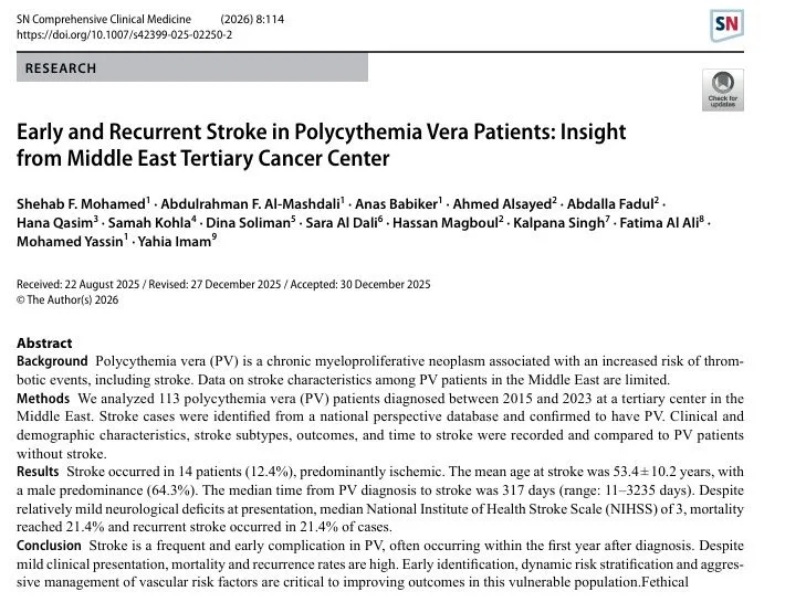 Shehab Mohamed: A Single-Center Experience on Stroke Risk in Polycythemia Vera
