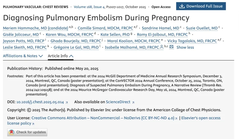 Danielle Plummer: Pulmonary Embolism in Pregnancy Requires Greater Awareness and Structured Evaluation