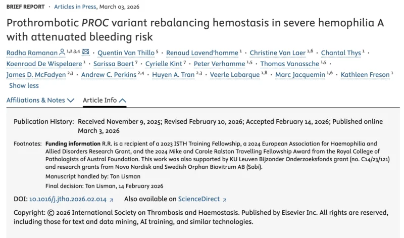 Co-Inherited PROC Variant and Its Effect on Bleeding Severity in Hemophilia A - JTH