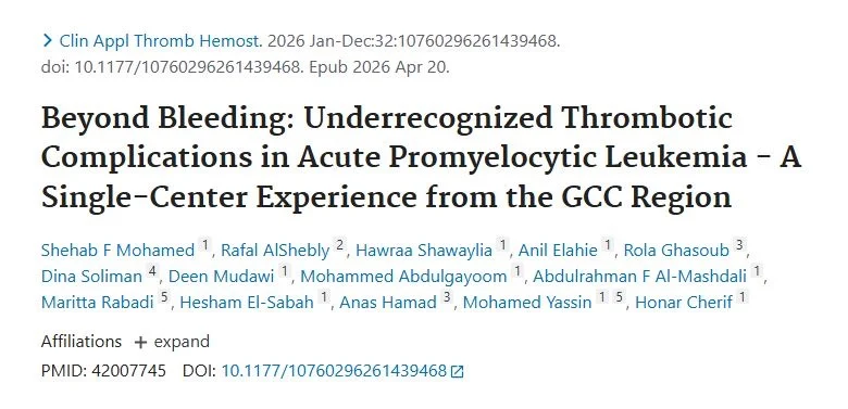 Shehab Mohamed: Thrombotic Complications in APL Are Not Rare and May Be Underrecognized
