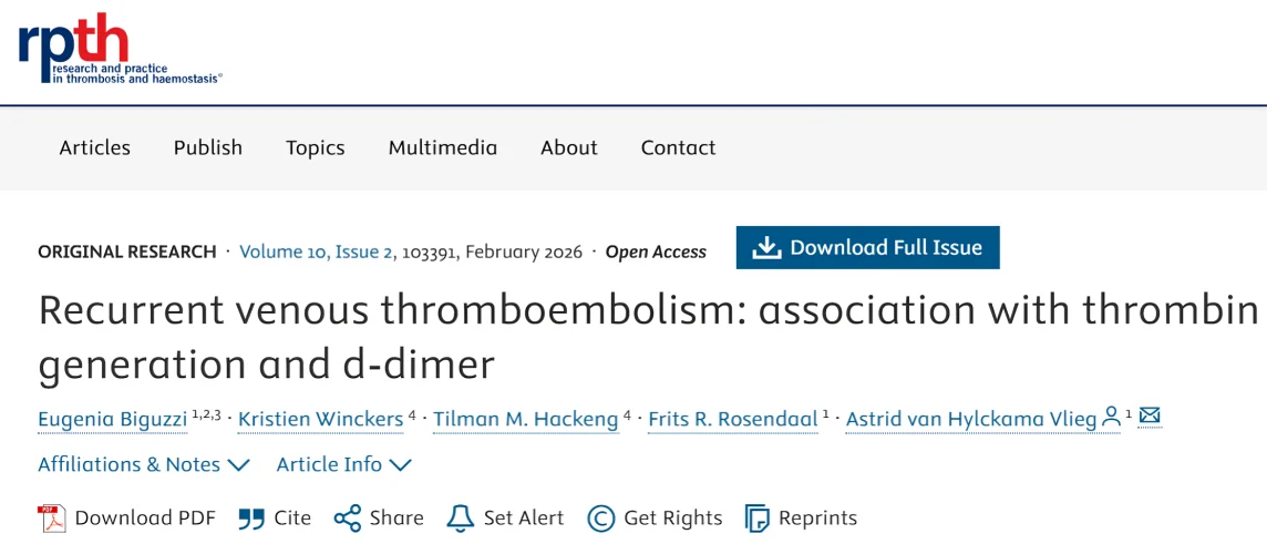 Can We Better Predict Who Is Most Likely to Have Another VTE After a First Event? - RPTH Journal