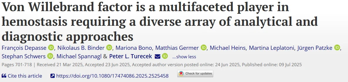 Joffrey Feriel: Comprehensive Review of Laboratory Assays for von Willebrand Factor and Associated Disorders 2 Joffrey Feriel: Comprehensive Review of Laboratory Assays for von Willebrand Factor and Associated Disorders