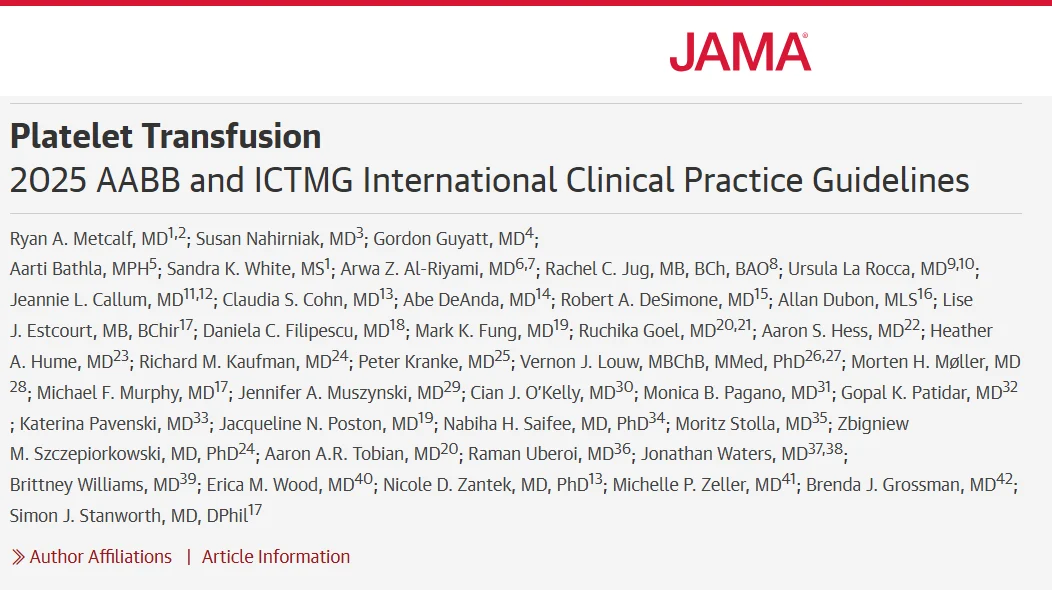 From the Clinical Transfusion Working Party - 2025 International Platelet Transfusion Guidelines - ISBT 1 ISBT