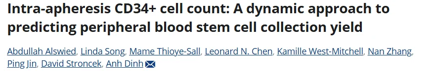 Abdullah Alswied: The Role of Intra-Apheresis in Stem Cell Collection