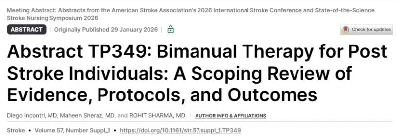 Maheen Sheraz: Bimanual Therapy in Post-Stroke Recovery Presented at the International Stroke Conference 2026