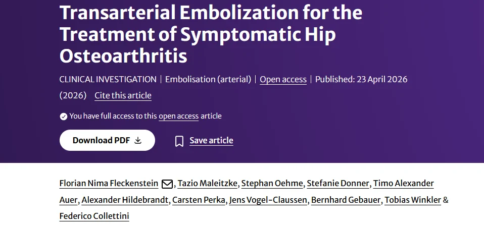 Florian Fleckenstein: Transarterial Embolization in Symptomatic Hip Osteoarthritis
