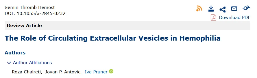 Emmanuel J Favaloro: Emerging Perspectives on Extracellular Vesicles in Hemophilia